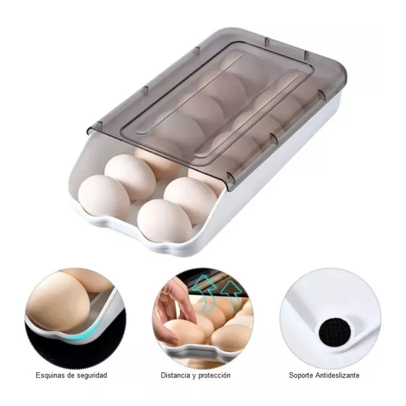 CAJA ORGANIZADOR MULTIUSO HUEVERA 14 HUEVOS APILABLE NEVERA - 2