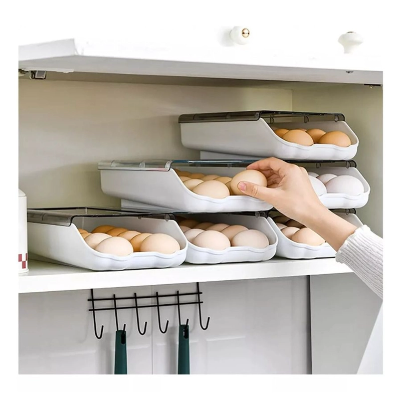 CAJA ORGANIZADOR MULTIUSO HUEVERA 14 HUEVOS APILABLE NEVERA - 3