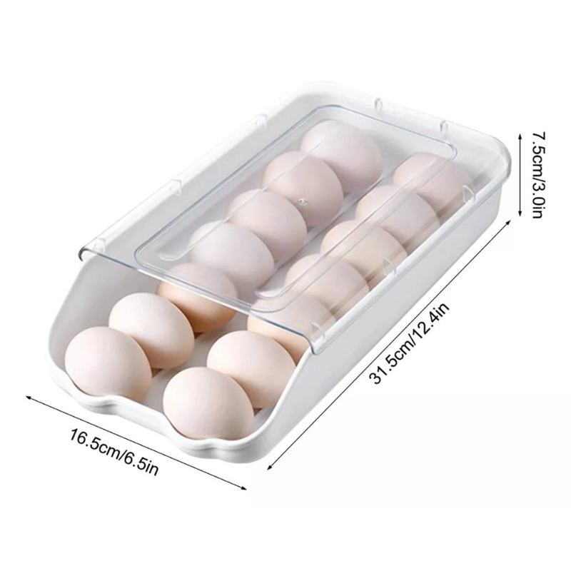 CAJA ORGANIZADOR MULTIUSO HUEVERA 14 HUEVOS APILABLE NEVERA - 4