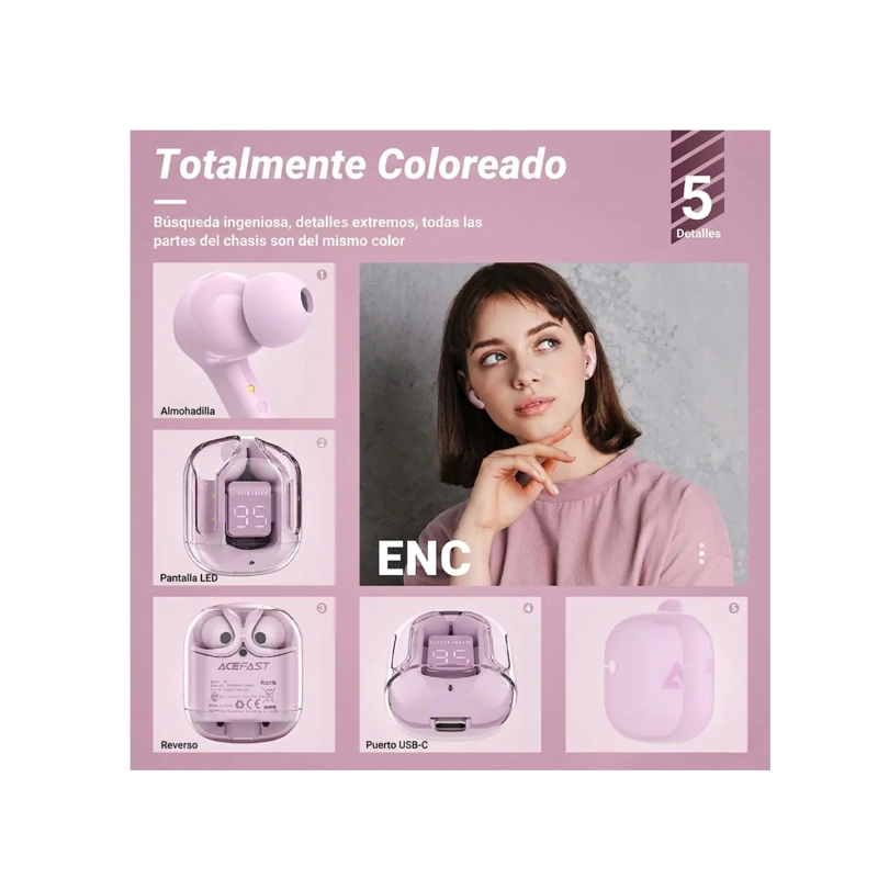 AUDÍFONOS CLICK VENTAS TRUE WIRELESS ULTRAPODS BLUETOOTH MORADO - 2
