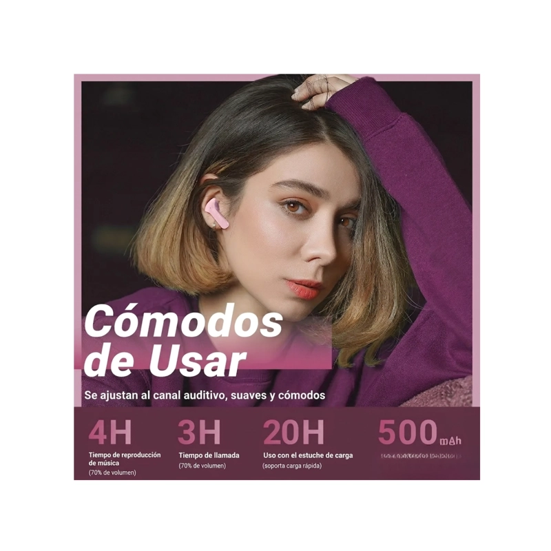 AUDÍFONOS CLICK VENTAS TRUE WIRELESS ULTRAPODS BLUETOOTH MORADO - 3