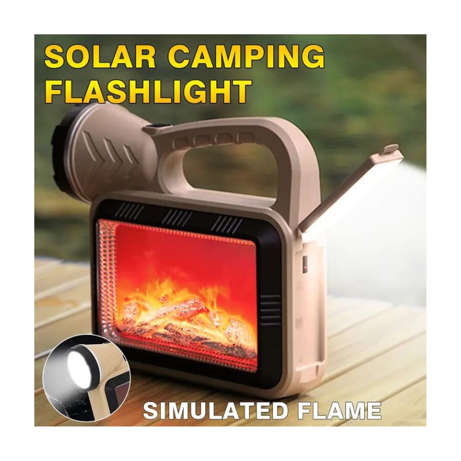 LINTERNA LAMPARA SOLAR CON LLAMA LAMPARA MULTIFUNCIONAL - 2