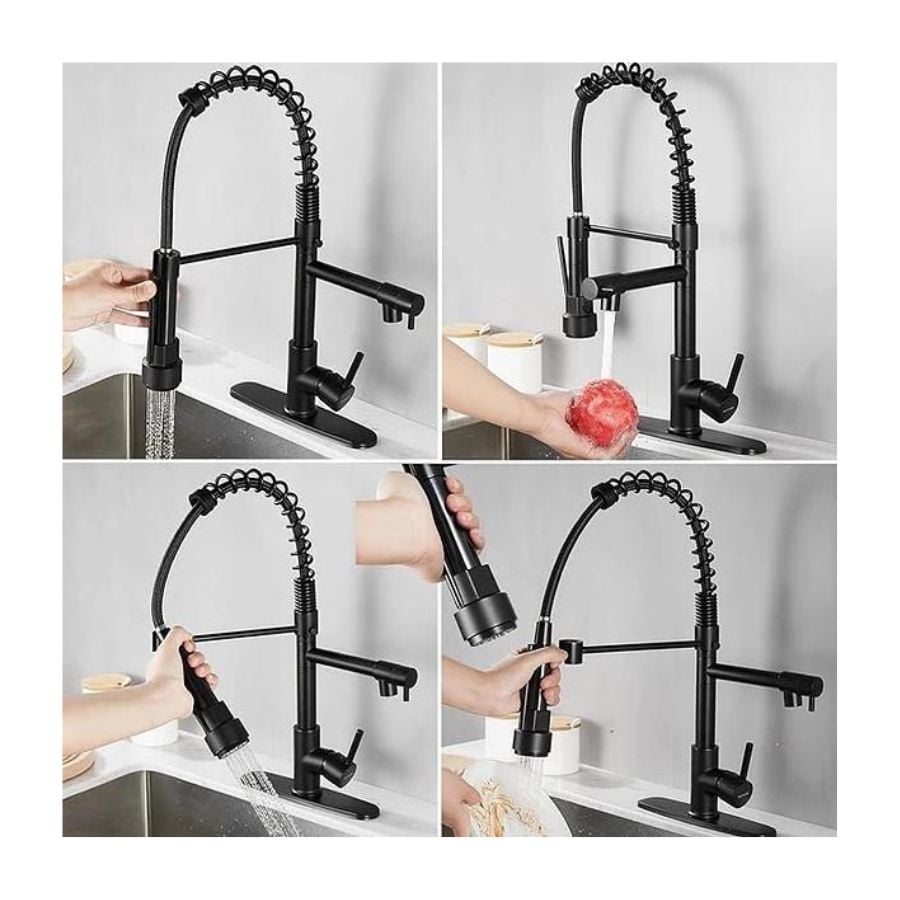 GRIFO MEZCLADOR LLAVE EXTRAÍBLE DUAL GIRATORIO 2 BOQUILLA PLATEADO - 2
