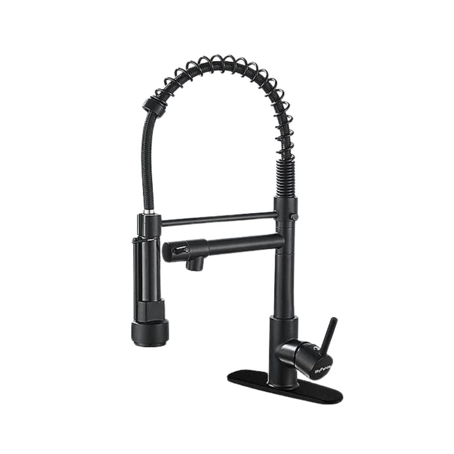 GRIFO MEZCLADOR LLAVE EXTRAÍBLE DUAL GIRATORIO 2 BOQUILLAS NEGRO - 1