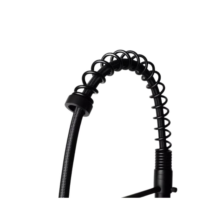 GRIFO MEZCLADOR LLAVE EXTRAÍBLE DUAL GIRATORIO 2 BOQUILLAS NEGRO - 3