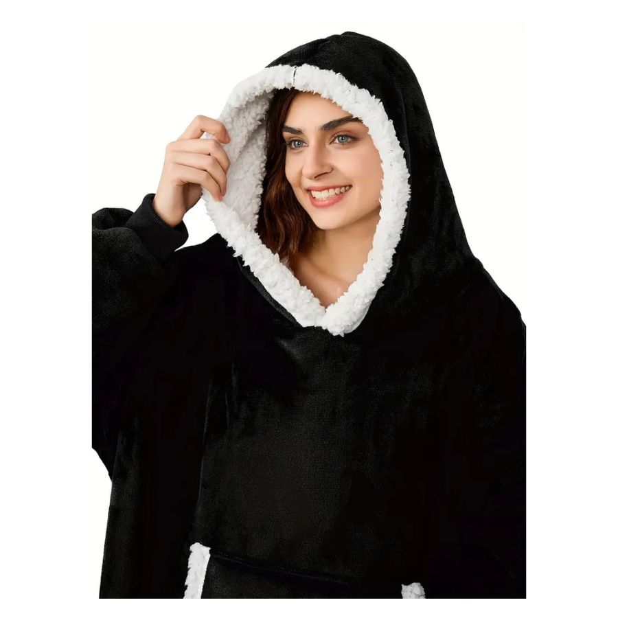 POLERON HODDIE FRAZADA MANTA LUMINOSA CON CAPUCHA SUDADERA PIJAMA - 3