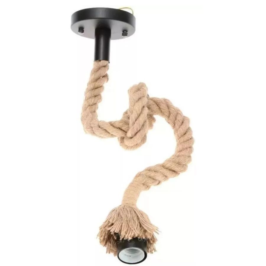 LAMPARA COLGANTE VINTAGE CUERDA 1 AMPOLLETA SOGA DE TECHO - 4