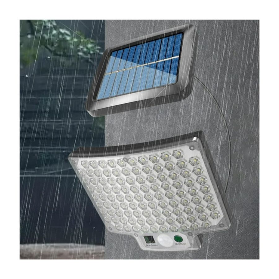 LAMPARA SOLAR DE PARED JARDIN 104 LED EXTERIORES IMPERMEABLE - 1