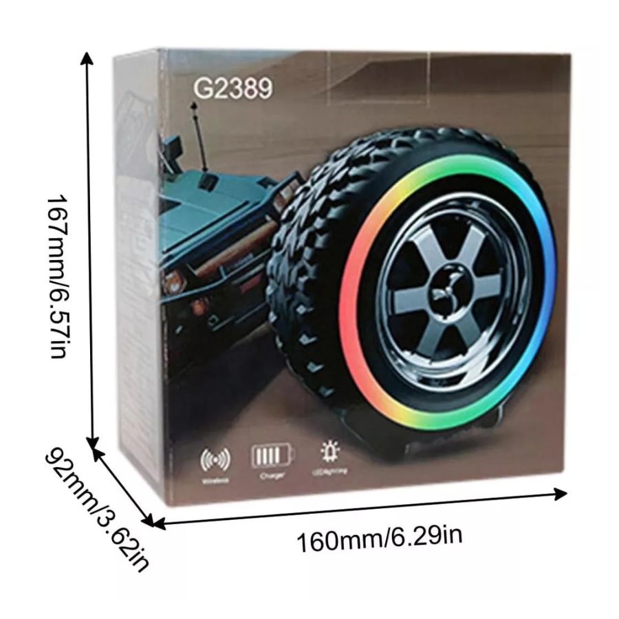 MINI ALTAVOZ BLUETOOTH PORTATIL FORMA DE RUEDA RGB ALTAVOZ - 3