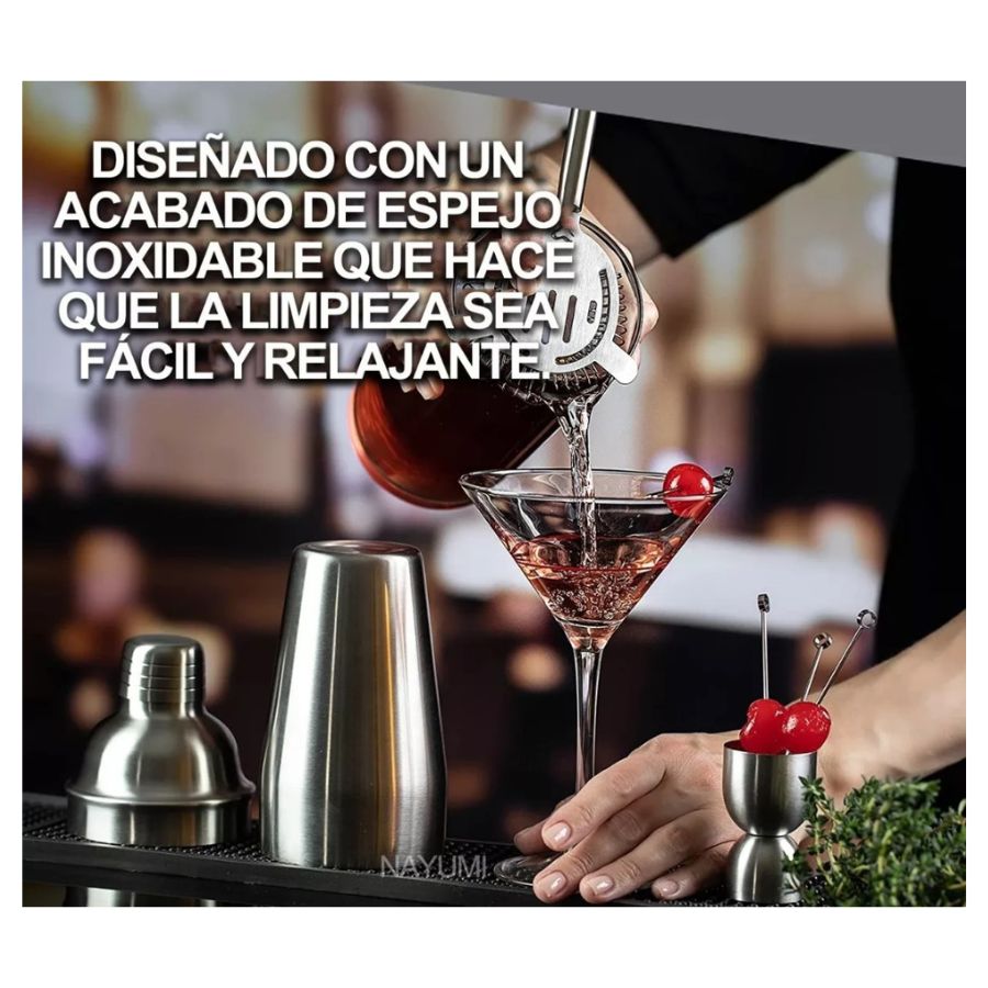 SET COCTELERA BARTENDER ACERO INOXIDABLE ACCESORIOS BAR - 3