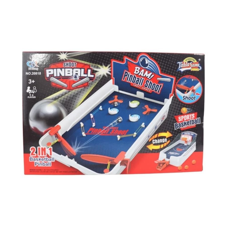 JUEGO MESA CLICK VENTAS MINI 2 EN 1 PINBALL SHOOT Y BASKETBALL NIÑOS - 2
