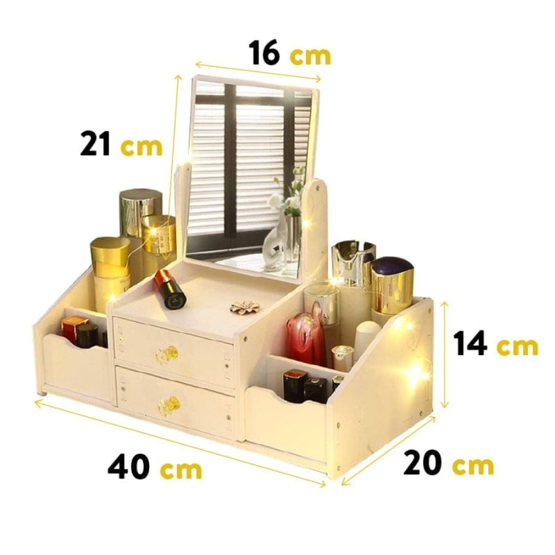 ORGANIZADOR CAJÓN MAQUILLAJE CON ESPEJO RECTANGULAR REPISAS - 4