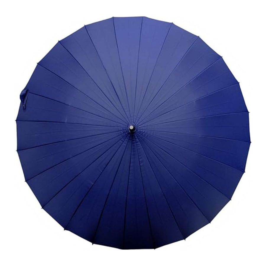 PARAGUAS SOMBRILLA 60CM LARGO CON MANGO CURVA 24 VARILLAS AZUL - 3