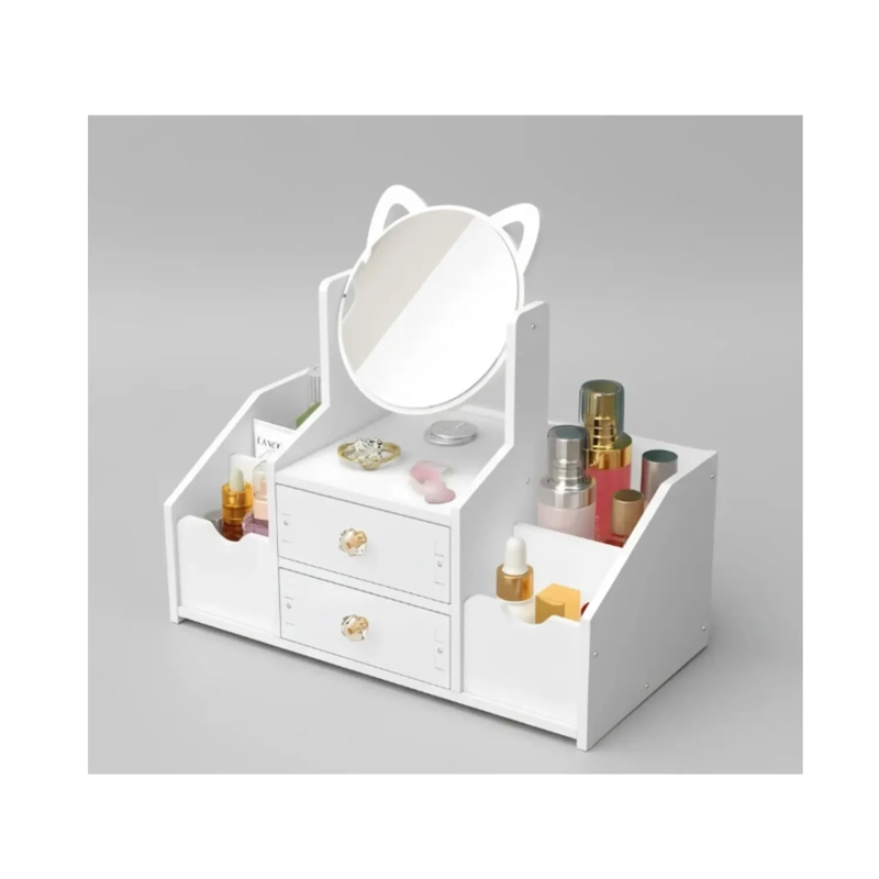 Organizador De Maquillaje Con Espejo Orejitas Y Cajones Tipo Tocador - 1