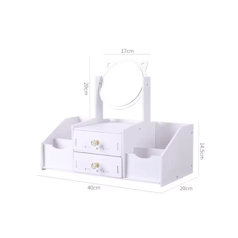 Organizador De Maquillaje Con Espejo Orejitas Y Cajones Tipo Tocador - 4
