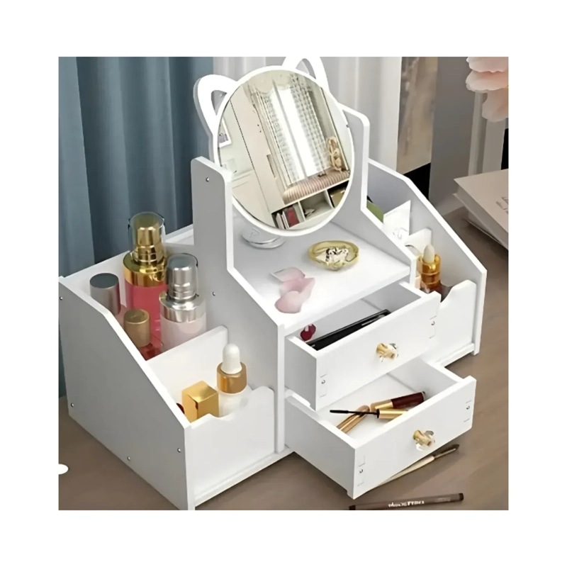 Organizador De Maquillaje Con Espejo Orejitas Y Cajones Tipo Tocador - 5