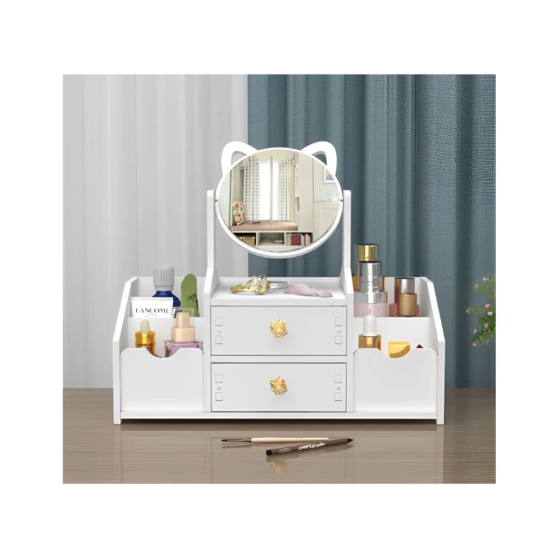 Organizador De Maquillaje Con Espejo Orejitas Y Cajones Tipo Tocador - 6