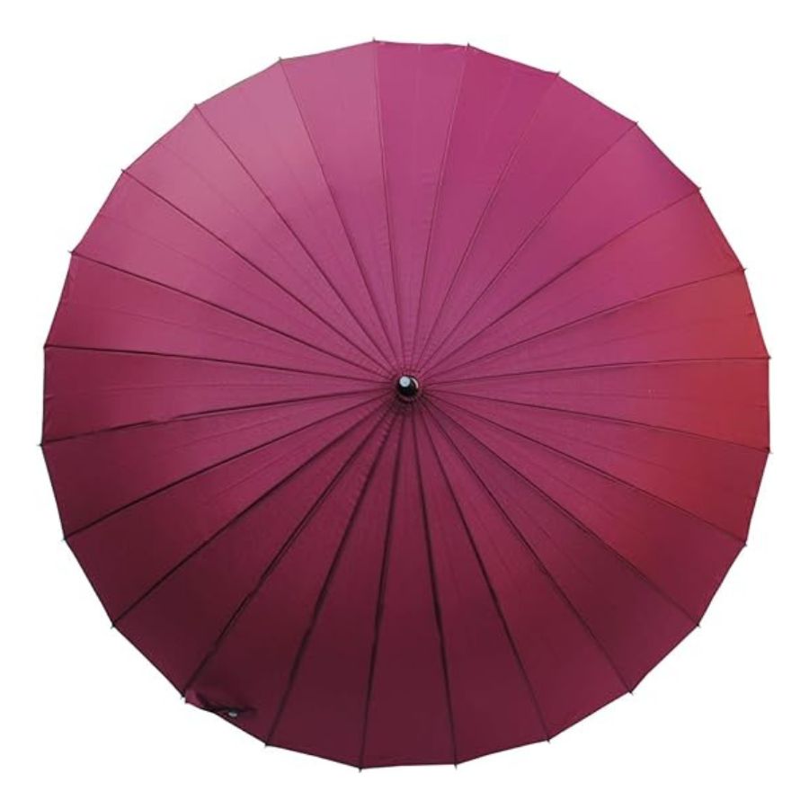 PARAGUAS SOMBRILLA 60CM LARGO CON MANGO CURVA 24 VARILLAS ROJO - 3
