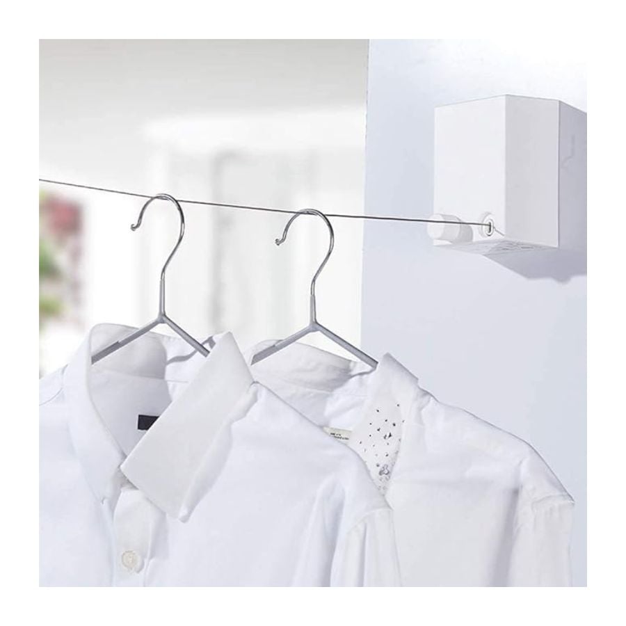 TENDEDERO RETRÁCTIL COLGADOR DE ROPA PARED BLANCO - 2