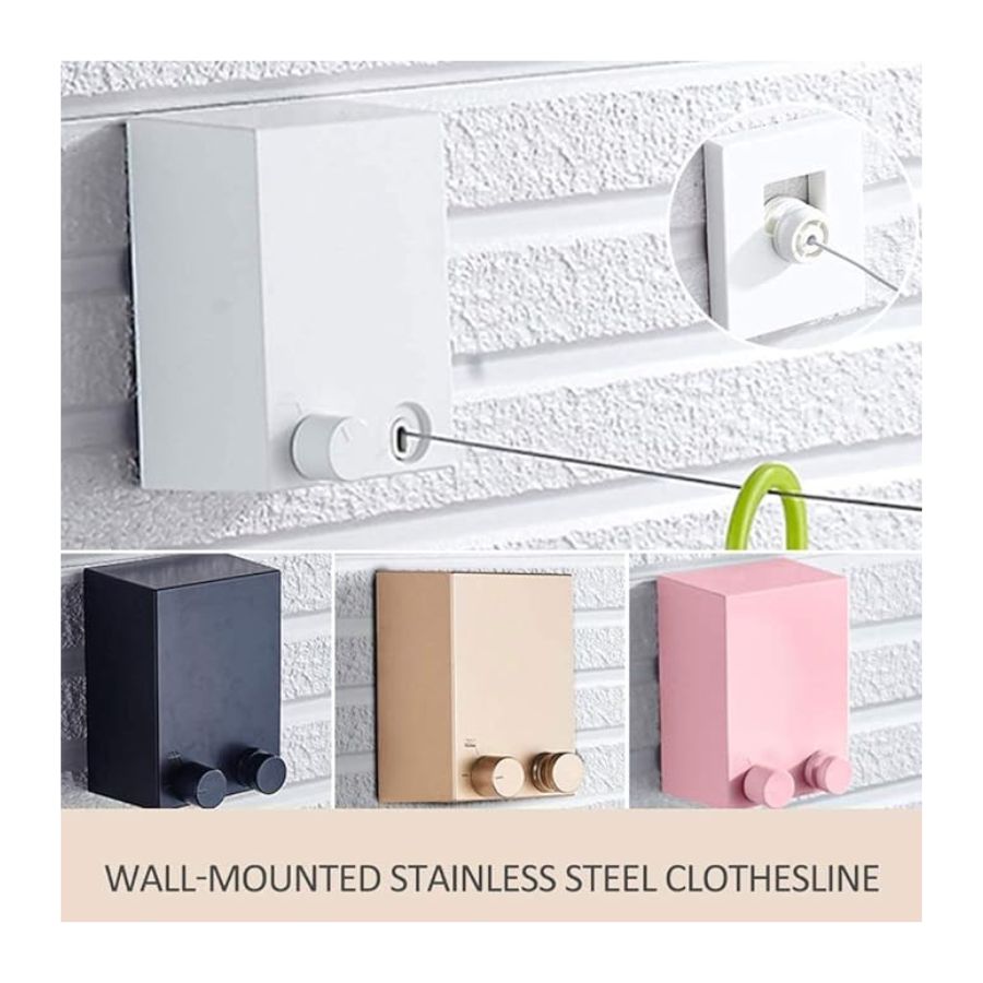 TENDEDERO RETRÁCTIL COLGADOR DE ROPA PARED BLANCO - 4