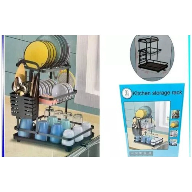 ESCURRIDOR DE PLATOS SECADOR VAJILLAS LOZAS COCINA 3 NIVELES - 2