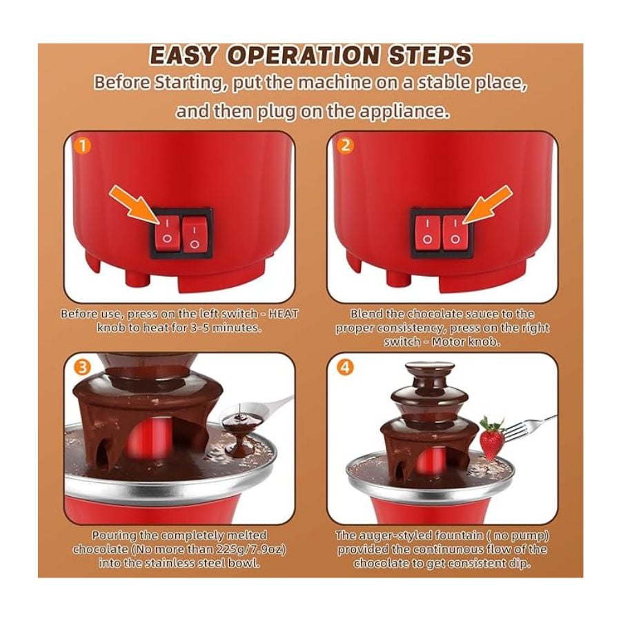MINI FUENTE DE FONDUE DE CHOCOLATE 3 NIVELES OLLA CALENTAR - 5