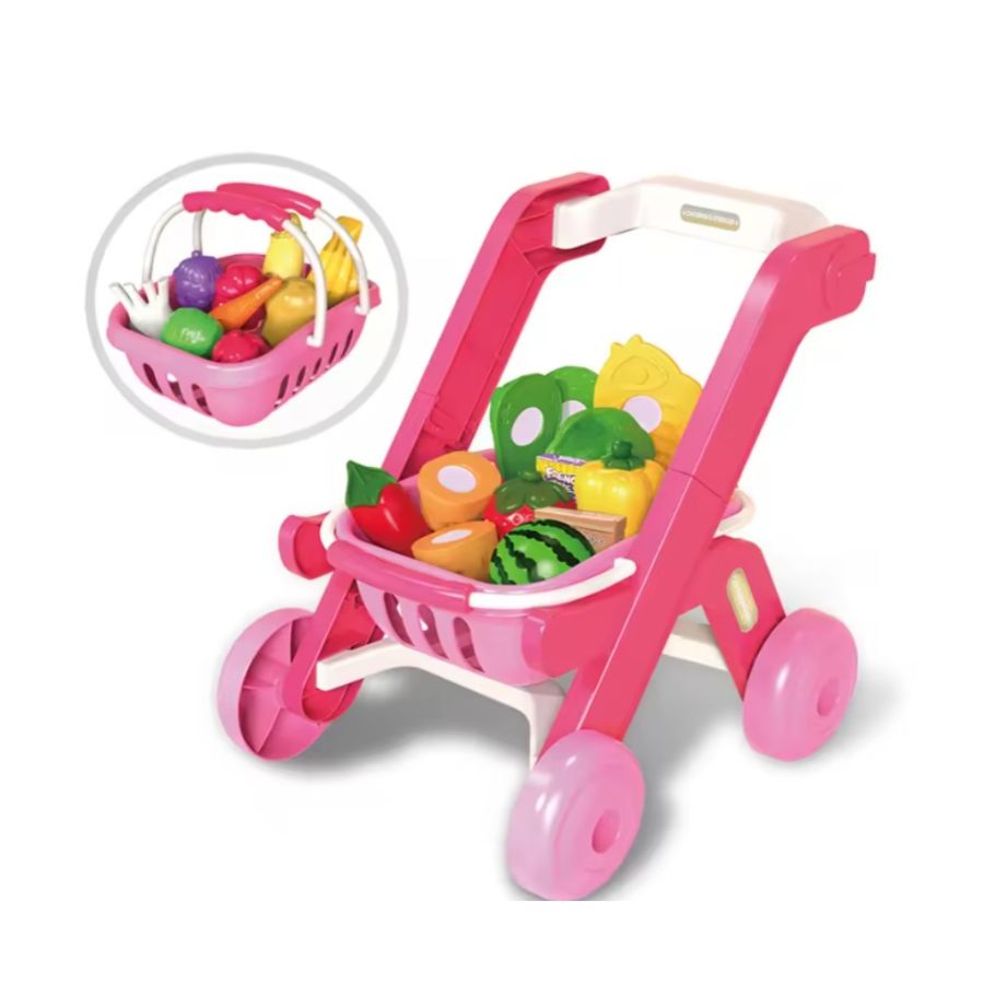 MINI CARRITO COMPRAS CLICK VENTAS JUGUETE NIÑOS ACCESORIOS COMIDA - 1