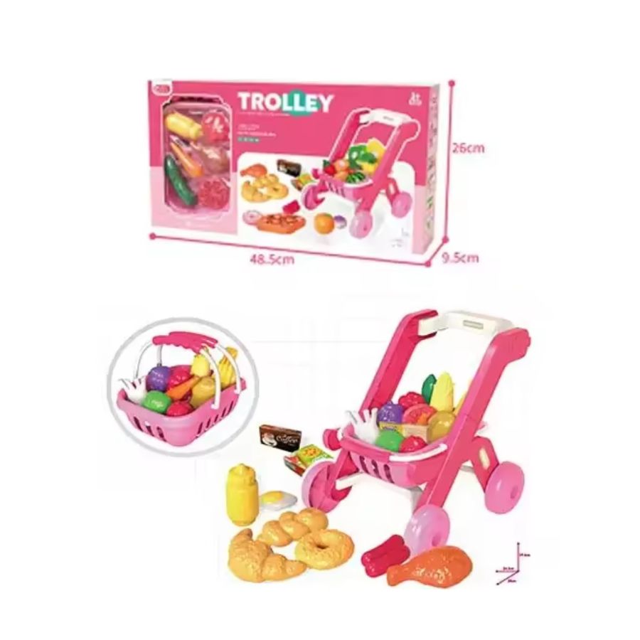 MINI CARRITO COMPRAS CLICK VENTAS JUGUETE NIÑOS ACCESORIOS COMIDA - 3