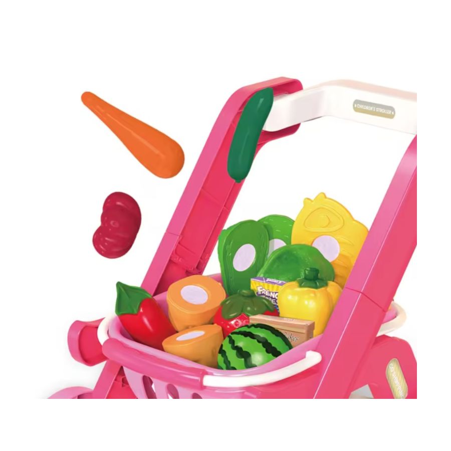 MINI CARRITO COMPRAS CLICK VENTAS JUGUETE NIÑOS ACCESORIOS COMIDA - 4