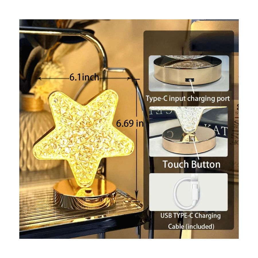 LÁMPARA CLICK VENTAS DECORATIVA ESTRELLA RECARGABLE USB REGULABLE - 2