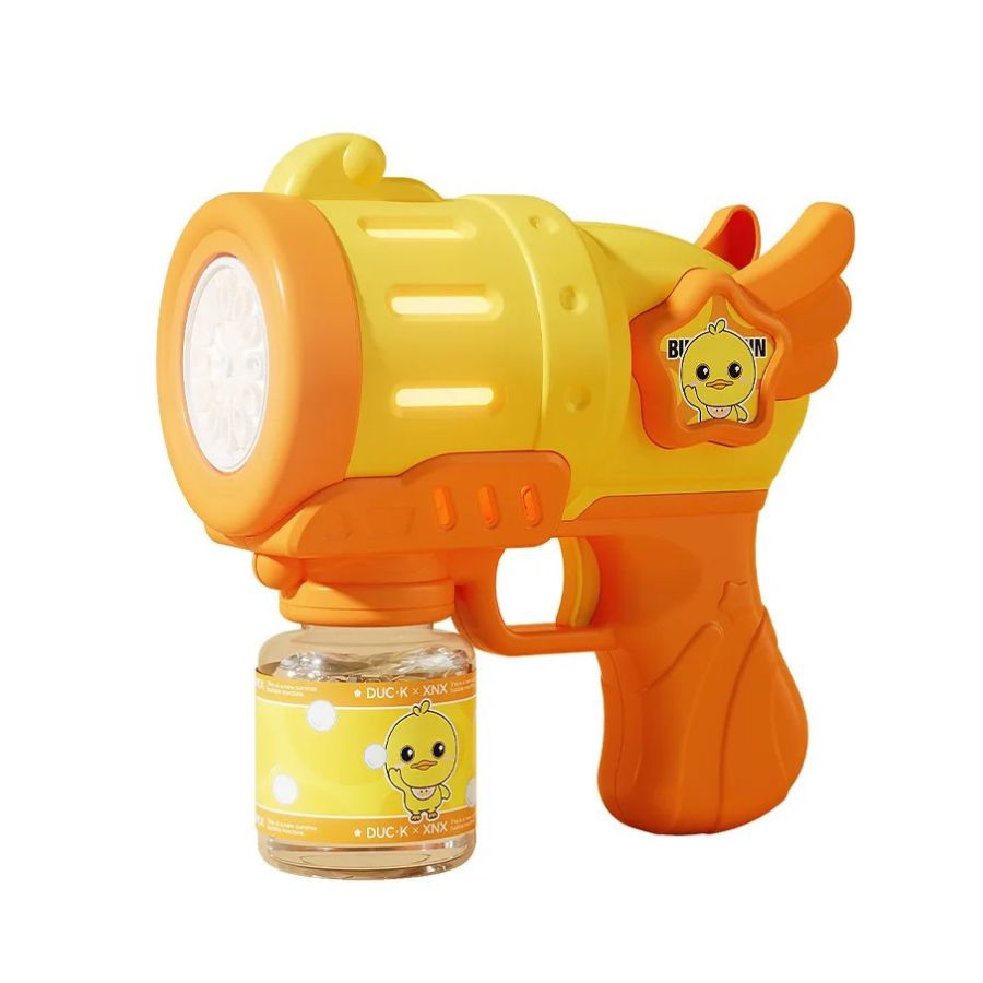 PISTOLA LANZADOR CLICK VENTAS BURBUJAS DISEÑO PATO NIÑOS AMARILLO - 1