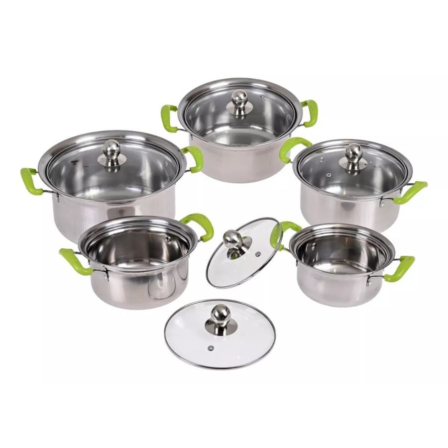 JUEGO SET DE 5 OLLAS CACEROLAS CON TAPA ACERO INOXIDABLE - 3