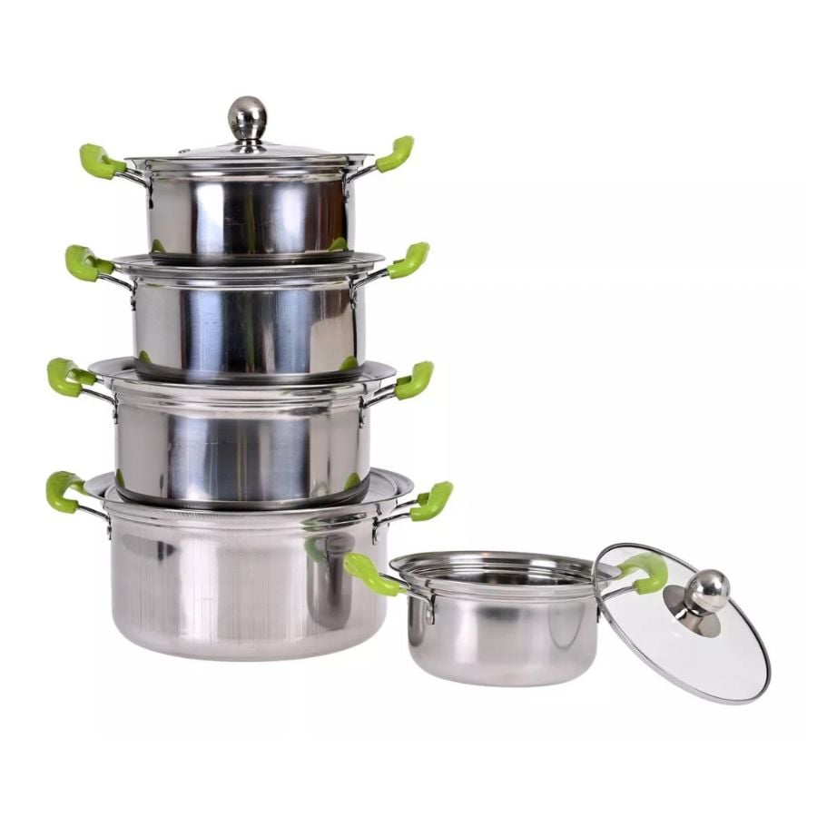 JUEGO SET DE 5 OLLAS CACEROLAS CON TAPA ACERO INOXIDABLE - 4