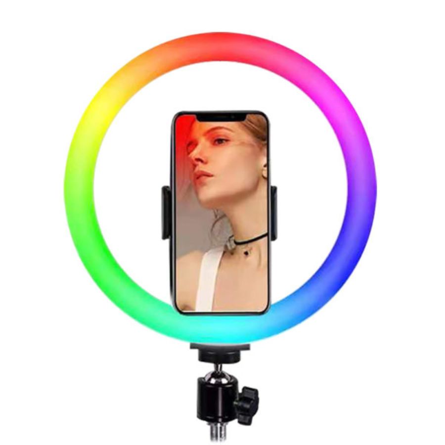 ARO DE LUZ LED CLICK VENTAS RGB FOTO VIDEOS ILUMINACIÓN MULTICOLOR 36CM - 1