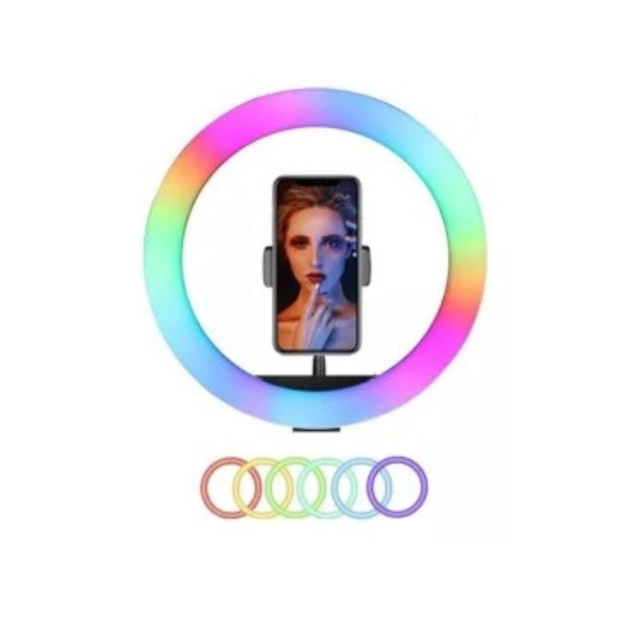 ARO DE LUZ LED CLICK VENTAS RGB FOTO VIDEOS ILUMINACIÓN MULTICOLOR 36CM - 3