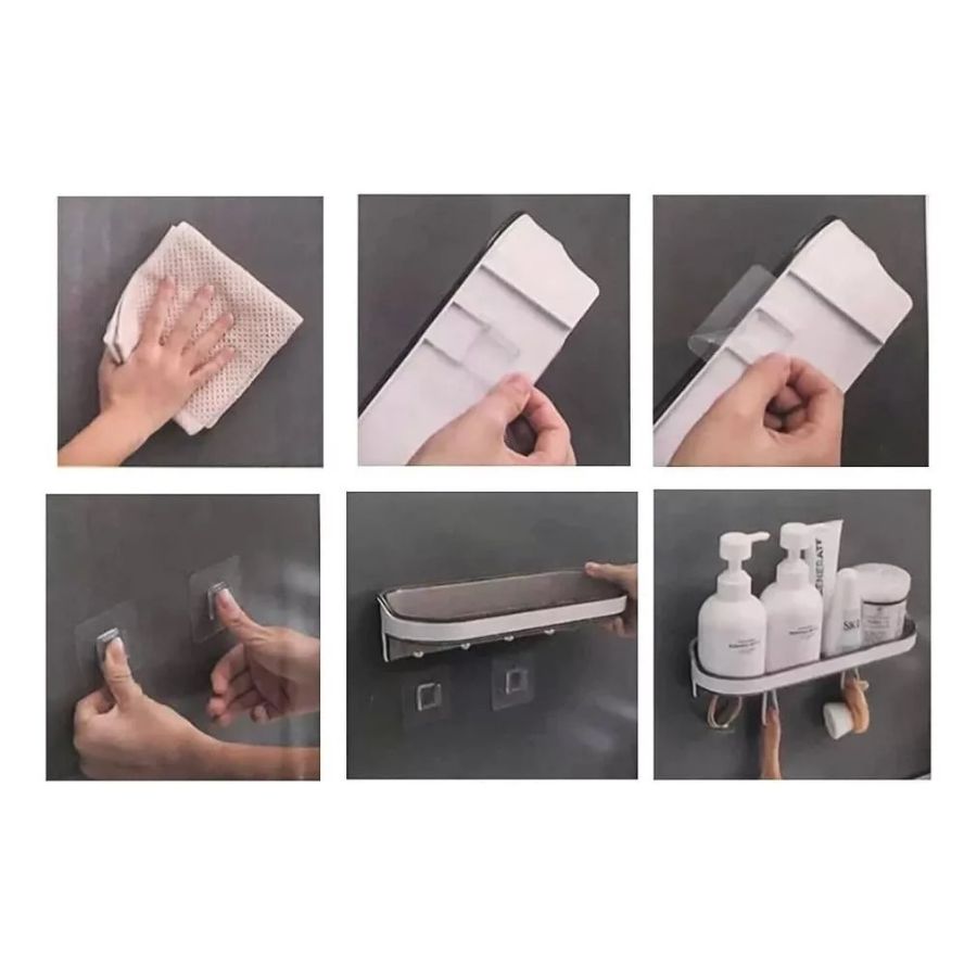 ESTANTE CLICK VENTAS ADHESIVO CON GANCHOS COLGAR ORGANIZADOR COCINA BAÑO - 3
