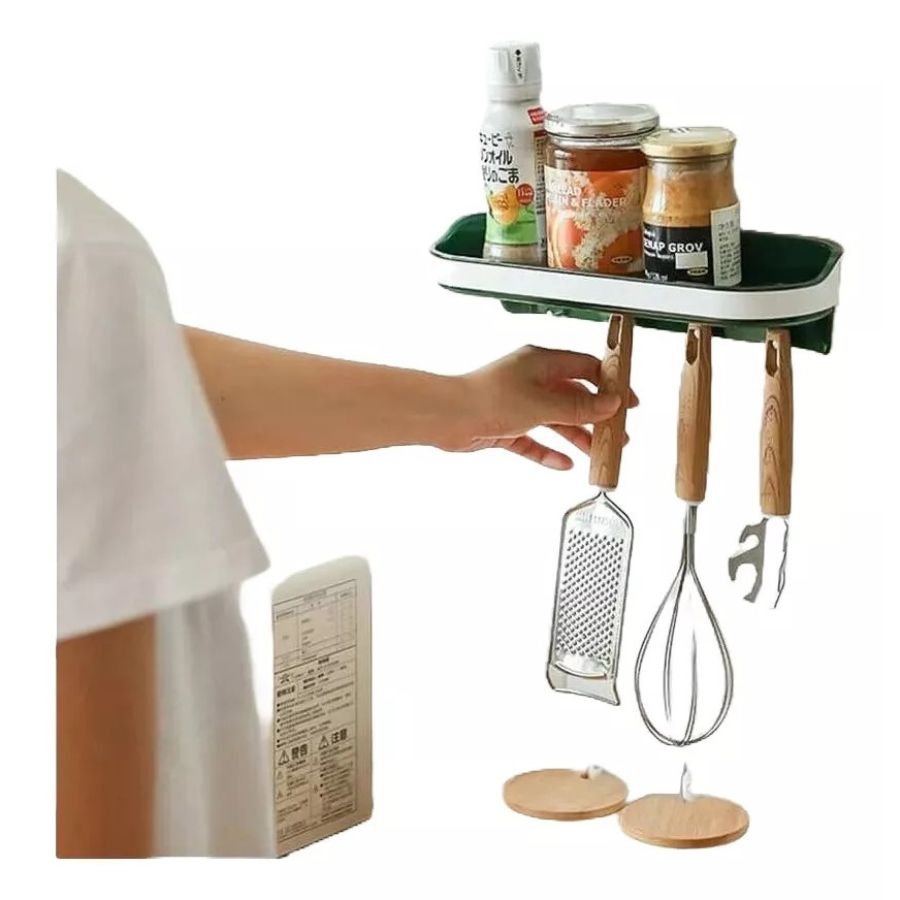 ESTANTE CLICK VENTAS ADHESIVO CON GANCHOS COLGAR ORGANIZADOR COCINA BAÑO - 5
