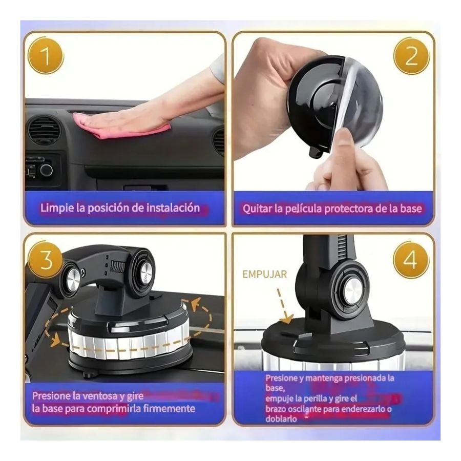 SOPORTE PARA CELULAR CLICK VENTAS TABLERO TIPO VENTOSA 360º UNIVERSAL - 3