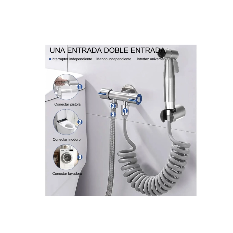 KIT CLICK VENTAS DUCHA ROCIADOR BIDET PARA INODORO 304 PULVERIZADOR - 4