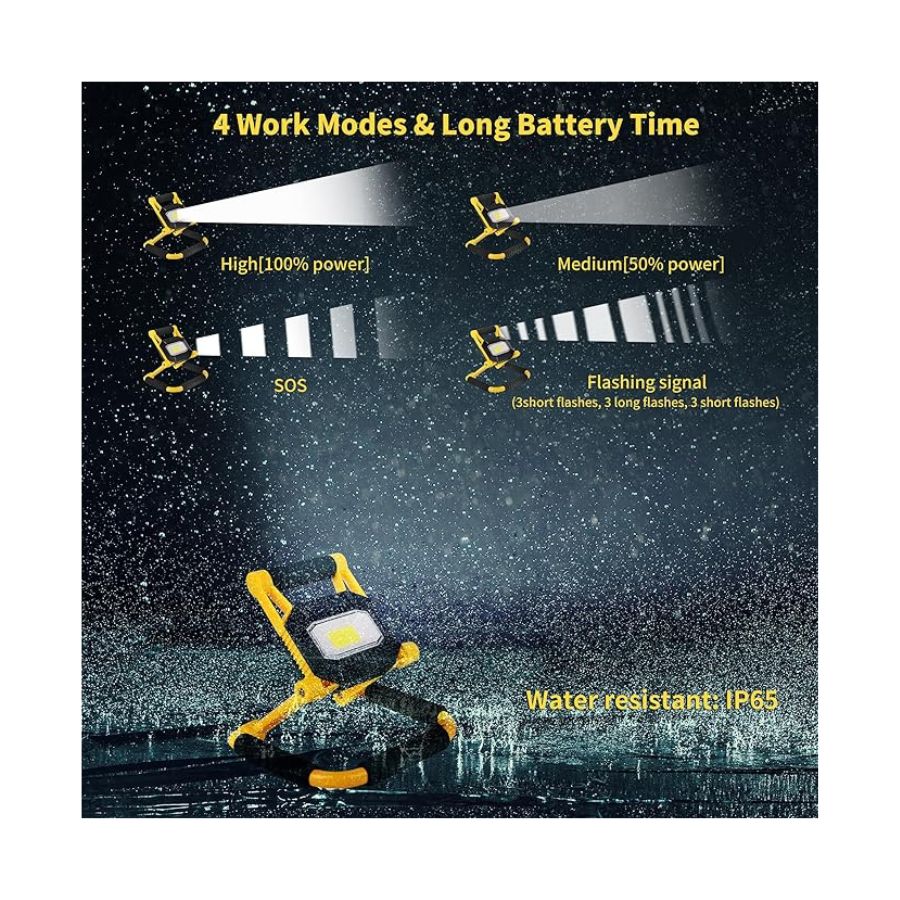 LAMPARA LED DE TRABAJO RECARGABLE CON TRIPODE REFLECTOR - 2