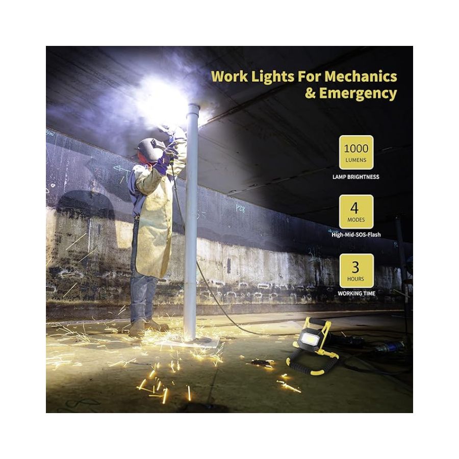 LAMPARA LED DE TRABAJO RECARGABLE CON TRIPODE REFLECTOR - 4