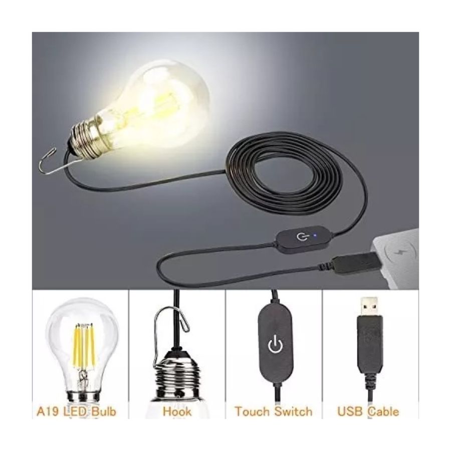 BOMBILLA LED CÁLIDO PARA ACAMPAR USB REGULABLE EXTERIOR - 2
