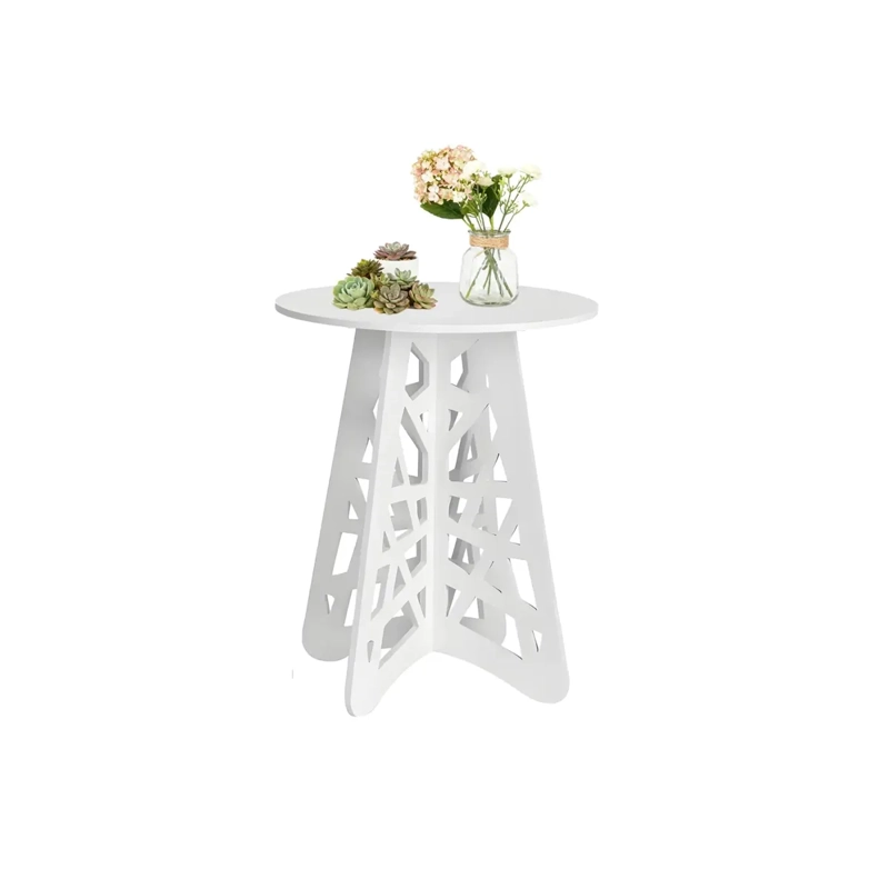 MESA AUXILIAR CLICK VENTAS MODERNA CENTRO DECORACIÓN REDONDO BLANCO - 1