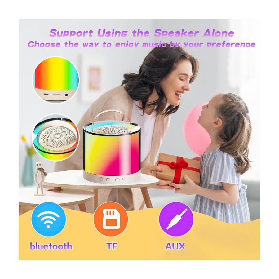 MINI PARLANTE CLICK VENTAS CON MICRÓFONO PORTÁTIL KARAOKE RGB K52 - 2