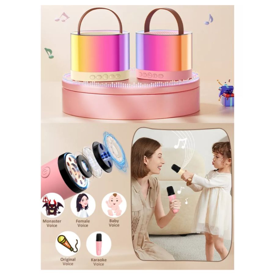 MINI PARLANTE CLICK VENTAS CON MICRÓFONO PORTÁTIL KARAOKE RGB K52 - 3