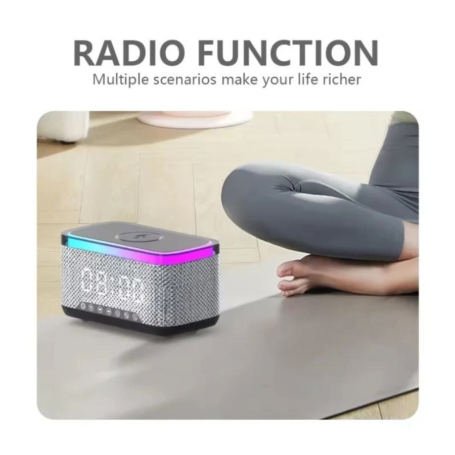 PARLANTE BLUETOOTH CLICK VENTAS MULTIFUNCIÓN PORTÁTIL 15W RELOJ CARGADOR - 5