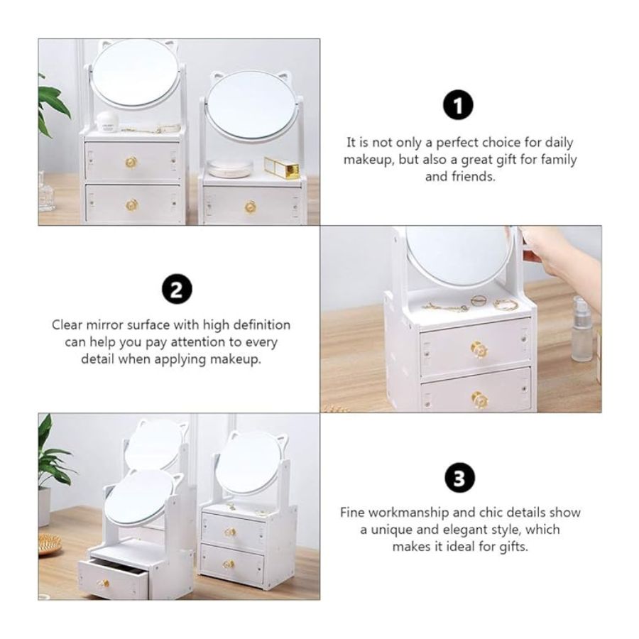ORGANIZADOR CAJÓN MAQUILLAJE CON ESPEJO 2 CAJONES - 3