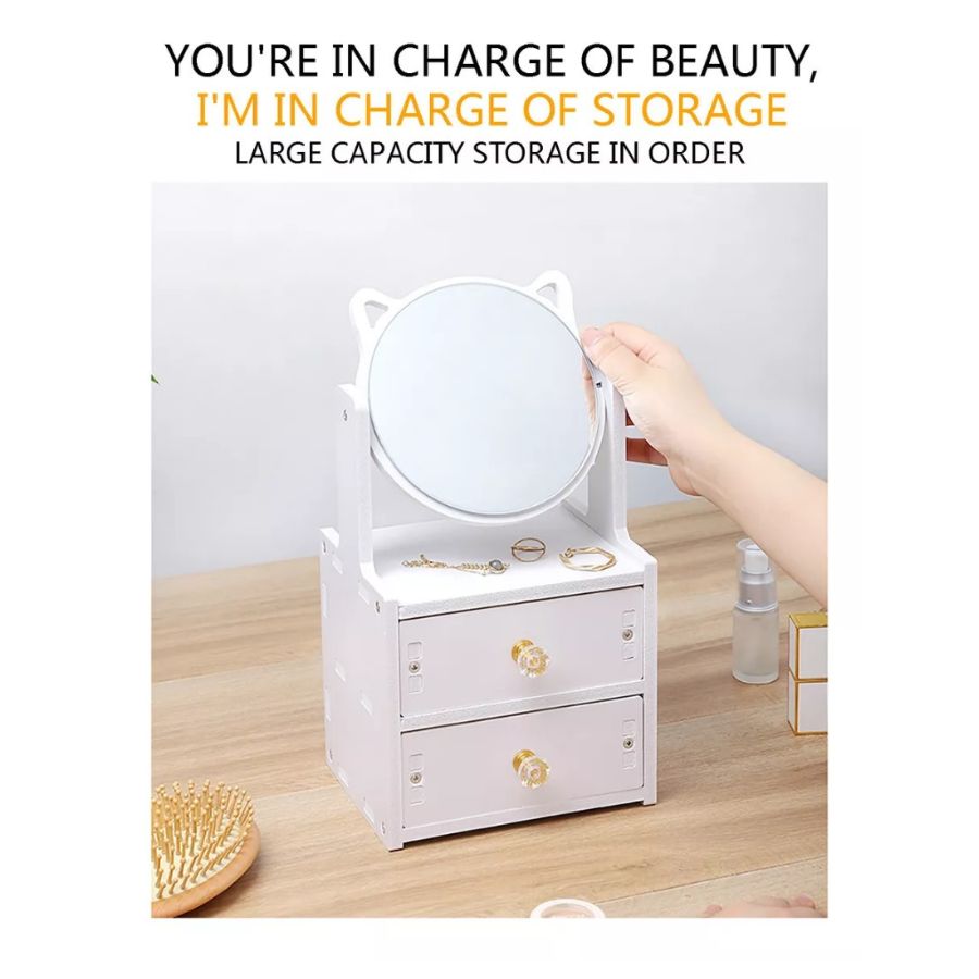ORGANIZADOR CAJÓN MAQUILLAJE CON ESPEJO 2 CAJONES - 4