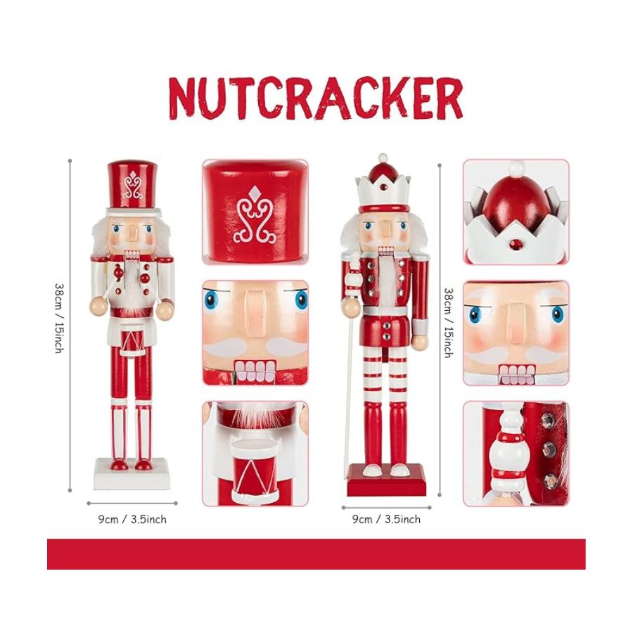 MUÑECO CASCANUECES NAVIDAD 38CM ADORNOS SOLDADO HOGAR - 3