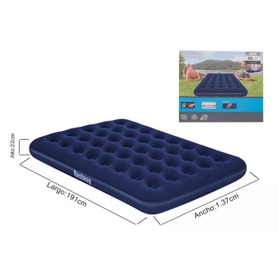 COLCHÓN CLICK VENTAS INFLABLE BESTWAY DOBLE AZUL 191 X 137 X 22 CM - 3